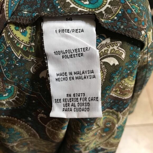 Julian Taylor Vintage paisley print sleeveless cap sleeve dress size 14 - Picture 8 of 8